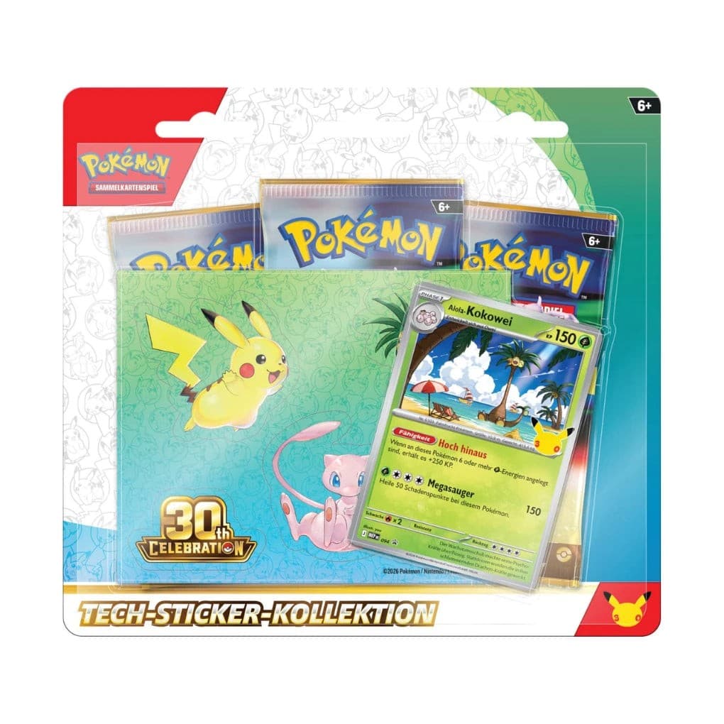 Pokémon 30 Jahre Tech-Sticker-Kollektion Alola-Kokowei Deutsch